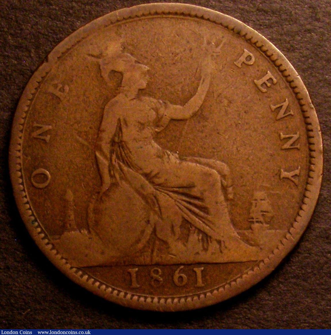 London Coins : A146 : Lot 2683 : Penny 1861 Freeman 20 dies 2+G VG Rare, Ex-M.Peake &pound;4