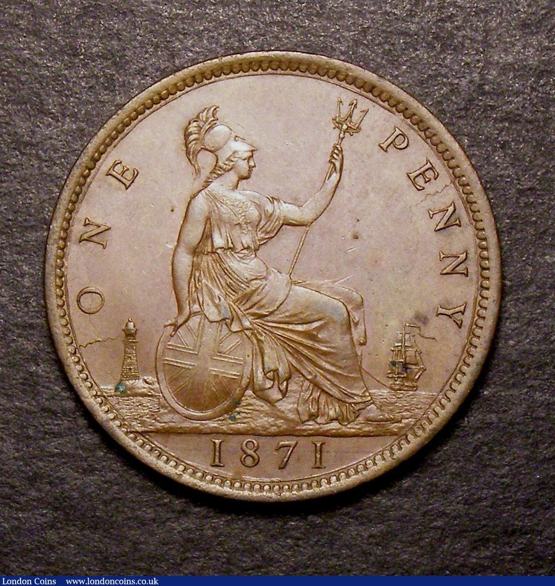 London Coins : A146 : Lot 2704 : Penny 1871 Freeman 61 dies 6+G EF with a few small spots, Ex-Croydon Coin Auction &pound;145