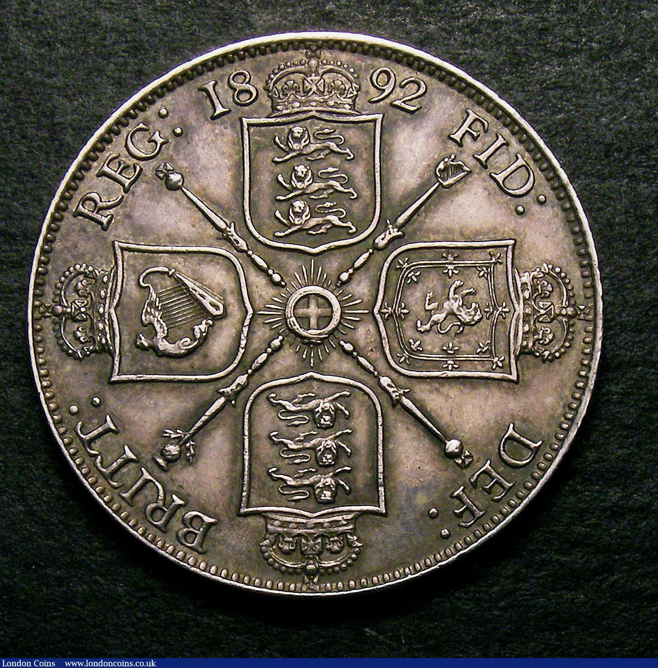 London Coins : A146 : Lot 2939 : Florin 1892 Proof ESC 875 Extremely Rare rated R6 by ESC (3 or 4 examples known) Toned UNC with mino...