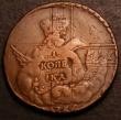 London Coins : A146 : Lot 1715 : Mint Error Mis-Strike Russia Kopek 1756 C#3.1 appears overstruck on an earlier 5 Kopeks type (date w...