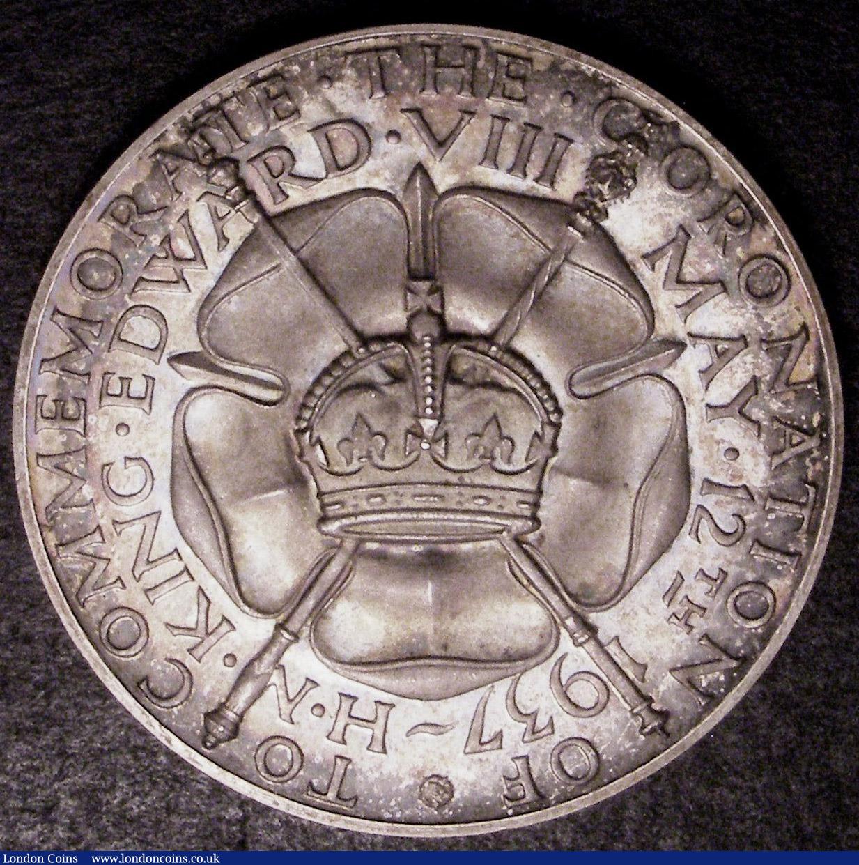 London Coins : A147 : Lot 1328 : Coronation of Edward VIII 1937 35mm diameter in silver by John Pinches Ltd. Obverse Crowned and drap...