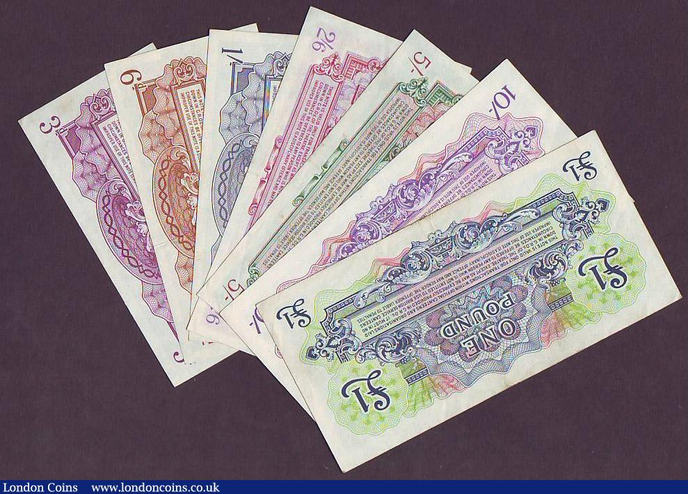 London Coins : A147 : Lot 158 : British Armed Forces (7) a full set of the 1st series issued 1946, 6 pence to &pound;1, PickM9a to P...