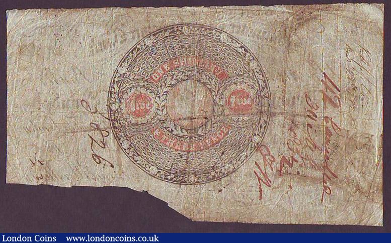 London Coins : A147 : Lot 162 : Leominster & Herefordshire Bank &pound;5 dated 1828 series No.485 O, for James Thomas Woodhouse ...