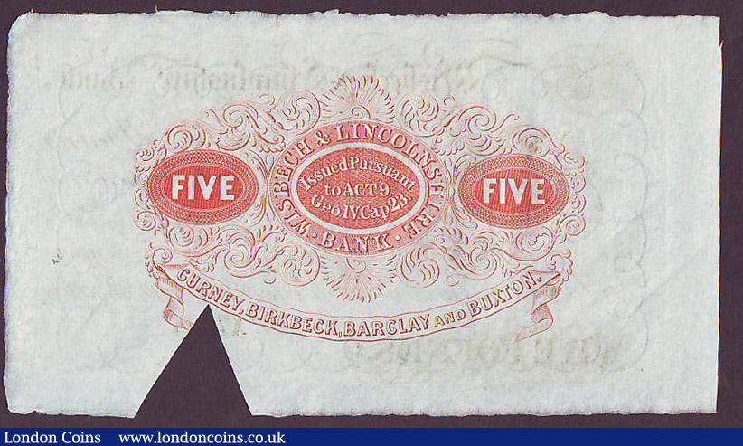 London Coins : A147 : Lot 172 : Wisbech & Lincolnshire Bank &pound;5 dated 1894 No.X7984 for Gurney, Birkbeck, Barclay & Bux...