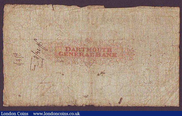 London Coins : A147 : Lot 177 : Dartmouth General Bank &pound;5 dated 1817 series No.B186 for John Hine & Henry Holdsworth, (Out...