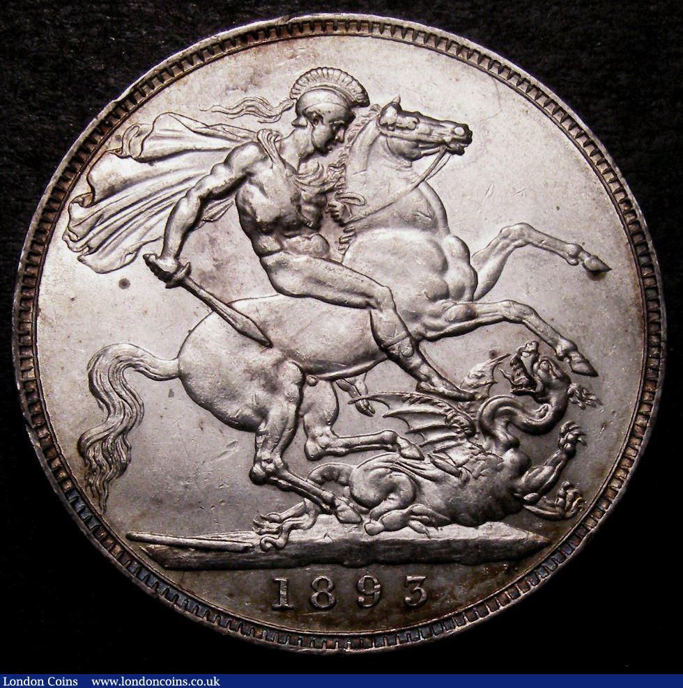 London Coins : A147 : Lot 2016 : Crown 1893 LVI ESC 303 Davies 505 dies 2A NEF, slabbed and graded CGS 55, Ex-ICCS XF45