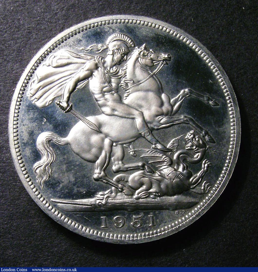 London Coins : A147 : Lot 2044 : Crown 1951 VIP Proof with frosted design ESC 393D, nFDC slabbed and graded CGS 93, Ex-NGC PF67 Cameo...