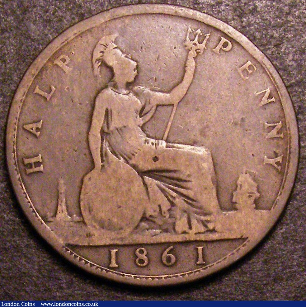 London Coins : A147 : Lot 2728 : Halfpenny 1861 F of HALF struck over a P, unlisted by Peck or Freeman, VG Very Rare