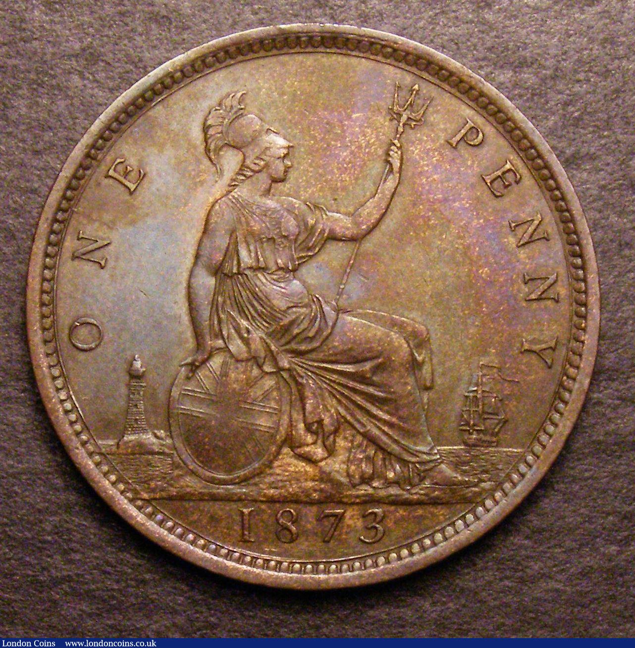 London Coins : A147 : Lot 2932 : Penny 1873 Freeman 64 dies 6+G EF toned  