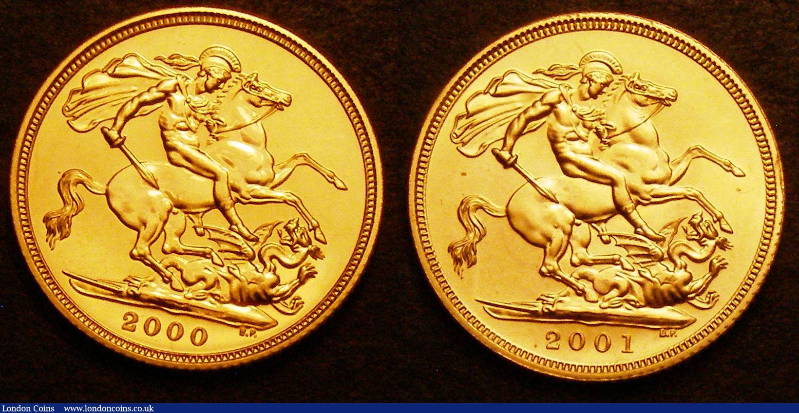 London Coins : A147 : Lot 3349 : Sovereigns (2) 2000 Bullion Issue Marsh 314 Lustrous UNC,  2001 Bullion Issue Marsh 315 Lustrous UNC