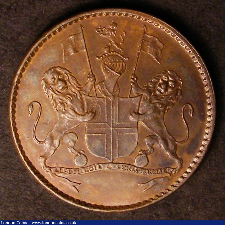 London Coins : A147 : Lot 927 : St. Helena, British East India Company Coinage Halfpenny 1821 in bronze, reverse inverted, design as...
