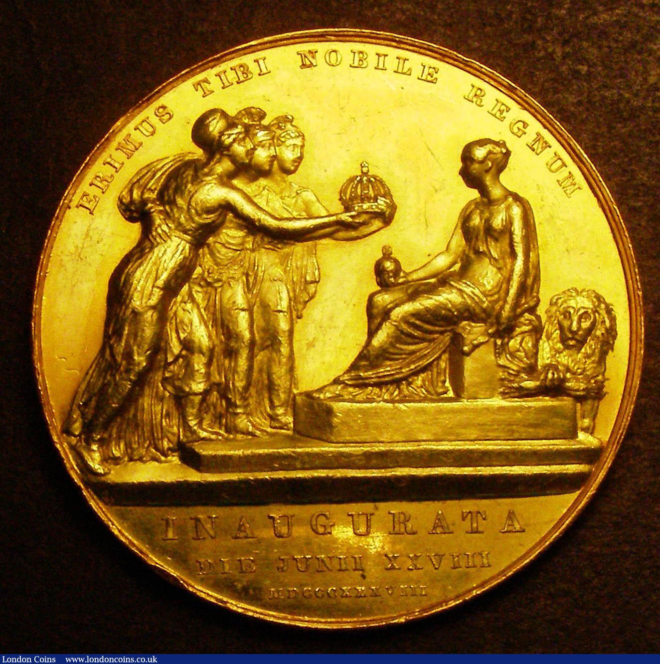 London Coins : A148 : Lot 1025 : Coronation of Queen Victoria 1838 The Official Royal Mint issue 36mm diameter in gold by B.Pistrucci...