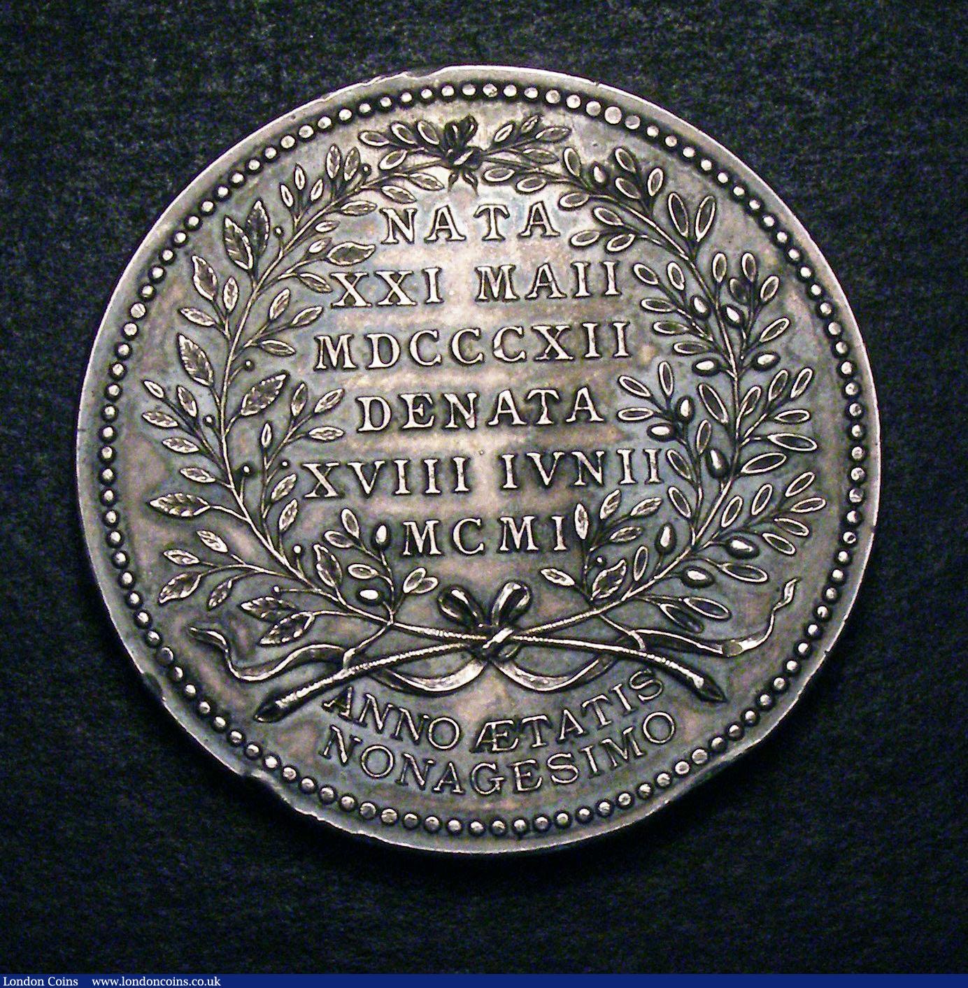 London Coins : A148 : Lot 1058 : Mrs F.C.Huth  Memorial Medal 1901, by Pinches, silver, 43mm., (See Medals By John Pinches p.59). GVF...