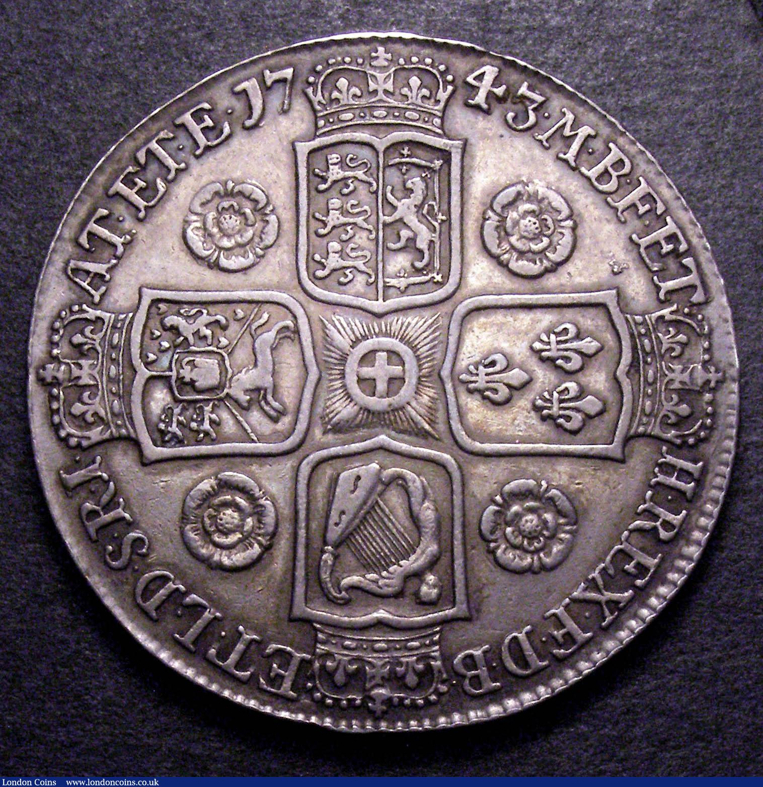 London Coins : A148 : Lot 1684 : Crown 1743 Roses ESC 124 NVF toned