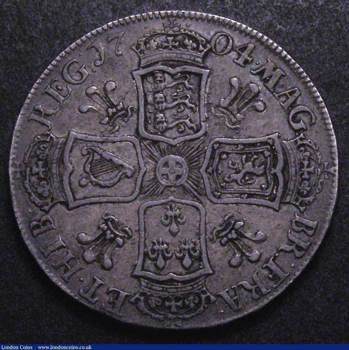 London Coins : A148 : Lot 1964 : Halfcrown 1704 Plumes ESC 570 GF/NVF Rare