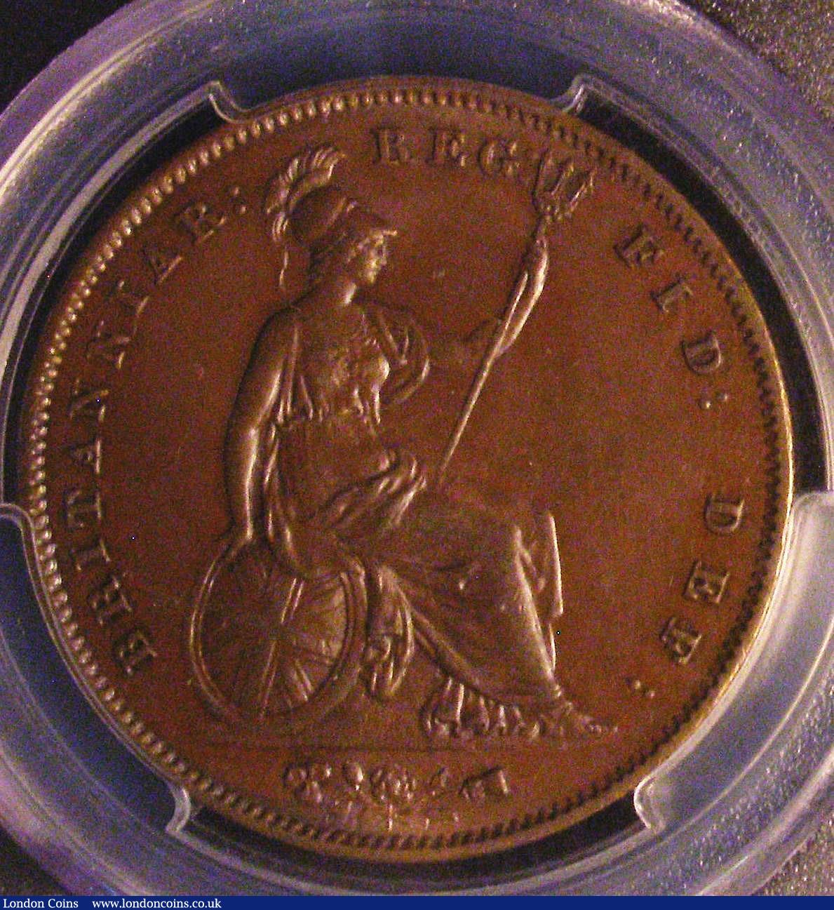 London Coins : A148 : Lot 2168 : Penny 1858 Large Date No WW Peck PCGS AU58