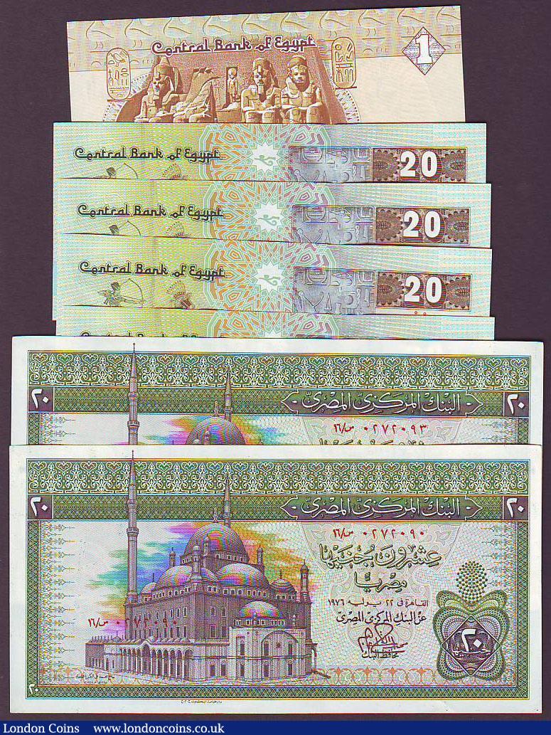 London Coins : A148 : Lot 221 : Egypt (51) &pound;1 dated 1983 Pick50b (13), &pound;5 dated 1997 Pick59 (4), &pound;5 dated 2006 Pic...