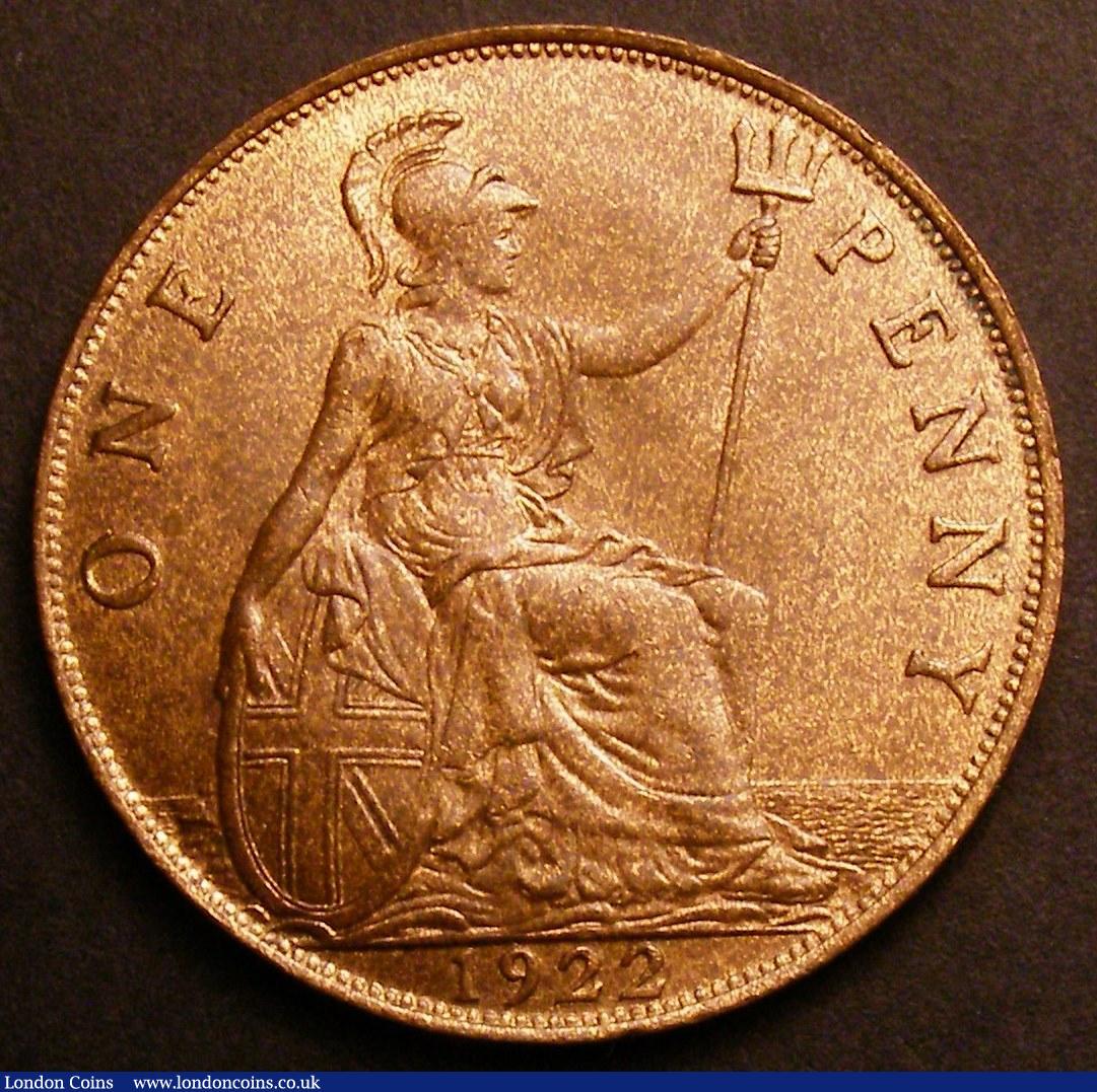 London Coins : A148 : Lot 2249 : Penny 1922 Freeman 192 dies 3+B UNC and nicely toned with a couple of small spots