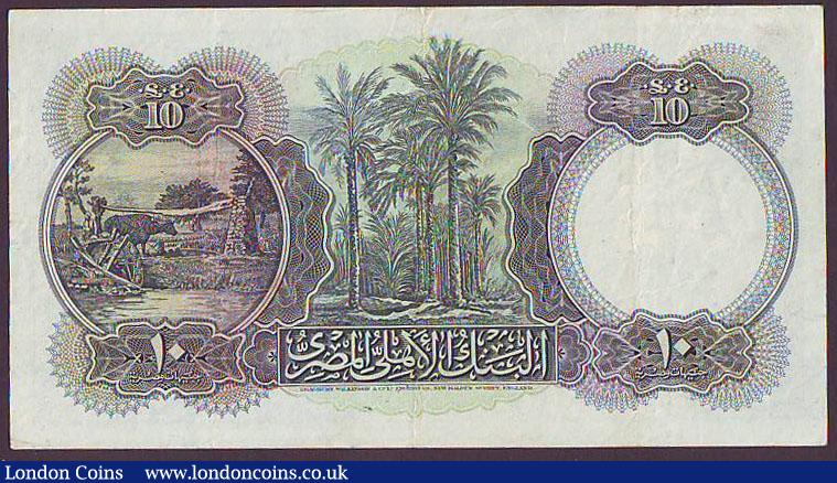 London Coins : A148 : Lot 226 : Egypt National Bank &pound;10 dated 11th November 1947 series X/120 010808, signed Leith Ross, Pick2...
