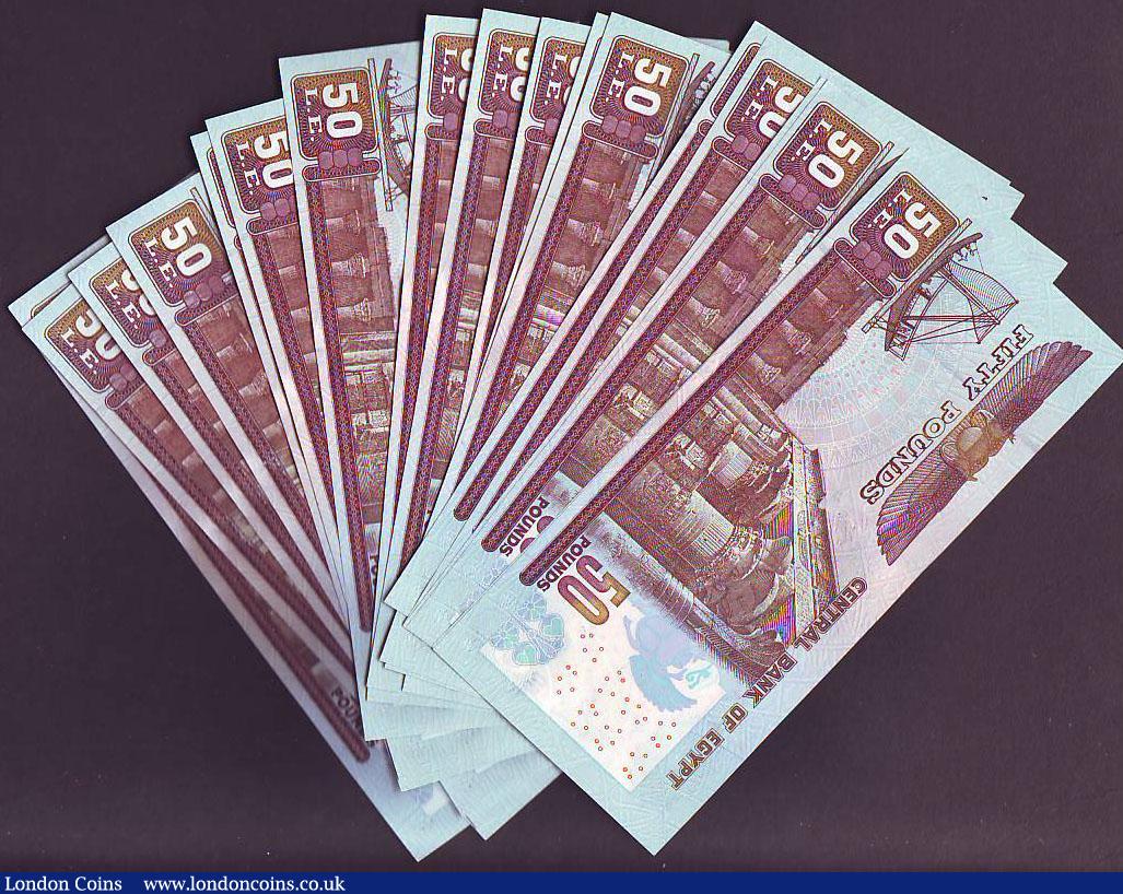 London Coins : A148 : Lot 230 : Egypt National Bank &pound;50 (27) all dated 21-8-2007, a consecutive numbered run (except for one n...