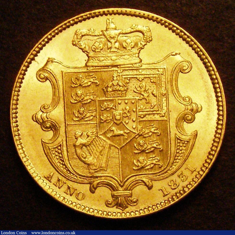 London Coins : A148 : Lot 2459 : Sovereign 1831 WW incuse with no stops Marsh 16A UNC/AU with minor contact marks, the reverse with m...
