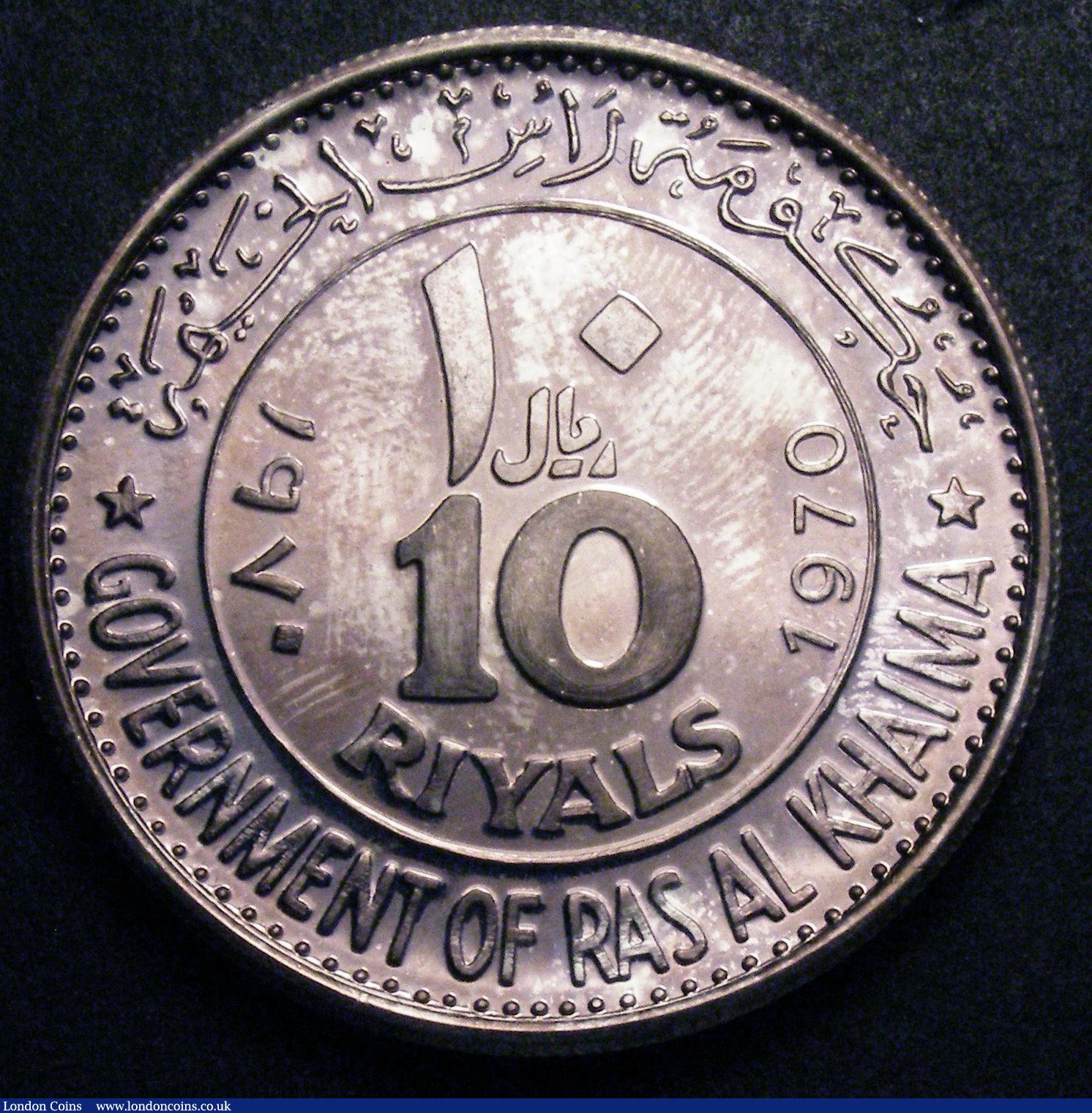 London Coins : A148 : Lot 832 : Ras al-Khaimah 10 Riyals 1970 1st Anniversary of the Death of Dwight Eisenhower Silver Proof KM#31 n...