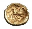 London Coins : A148 : Lot 1433 : Stater Au. Trinovantes. Late Whaddon chase type. C, 45-40 BC. Obv; Almost blank. Rev; Horse r, winge...