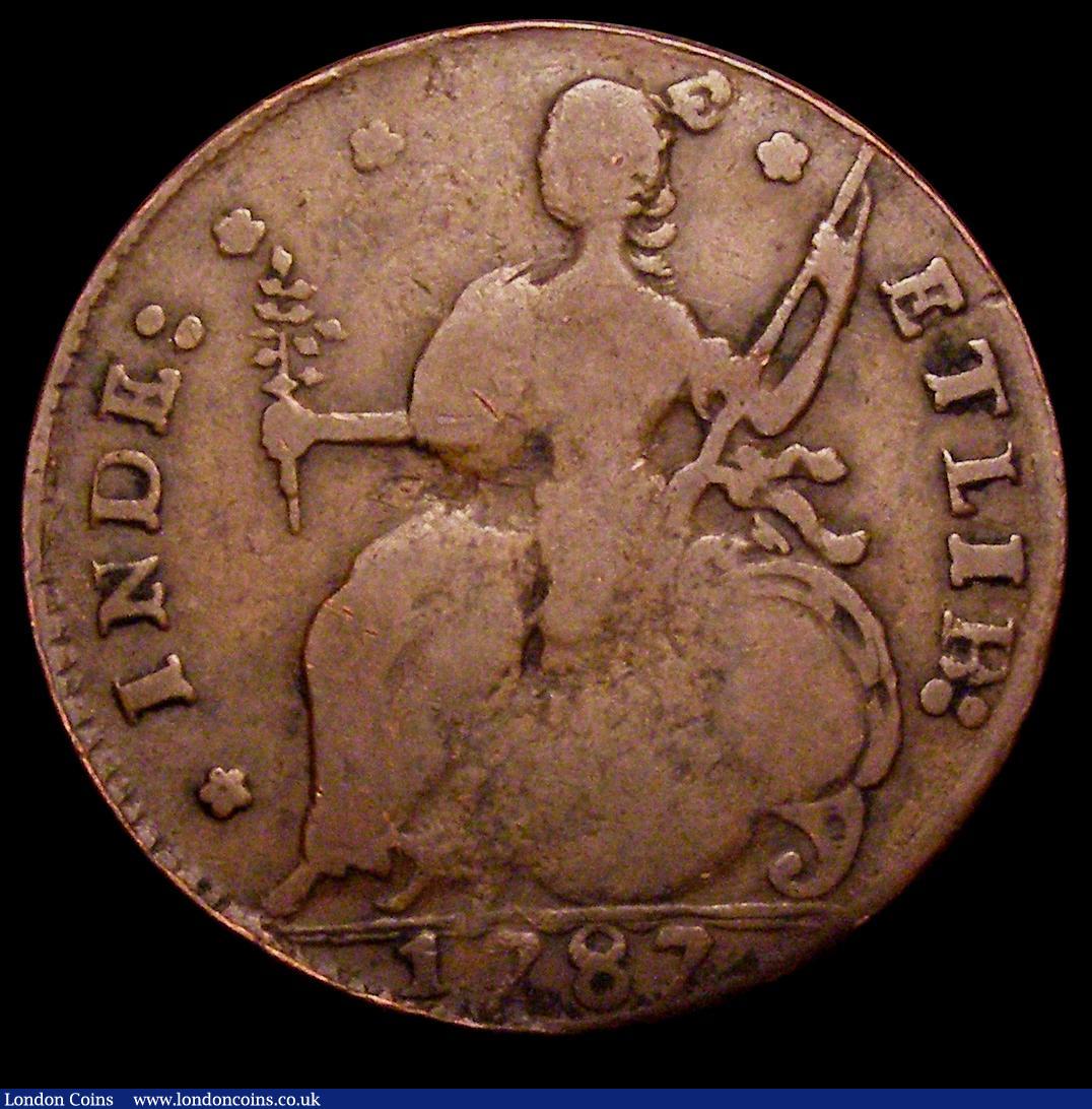 London Coins : A149 : Lot 1360 : USA Halfpenny Connecticut 1787 4 Obverse Cinquefoils, 2 Cinquefoils after INDE, Breen 827 Fine for i...
