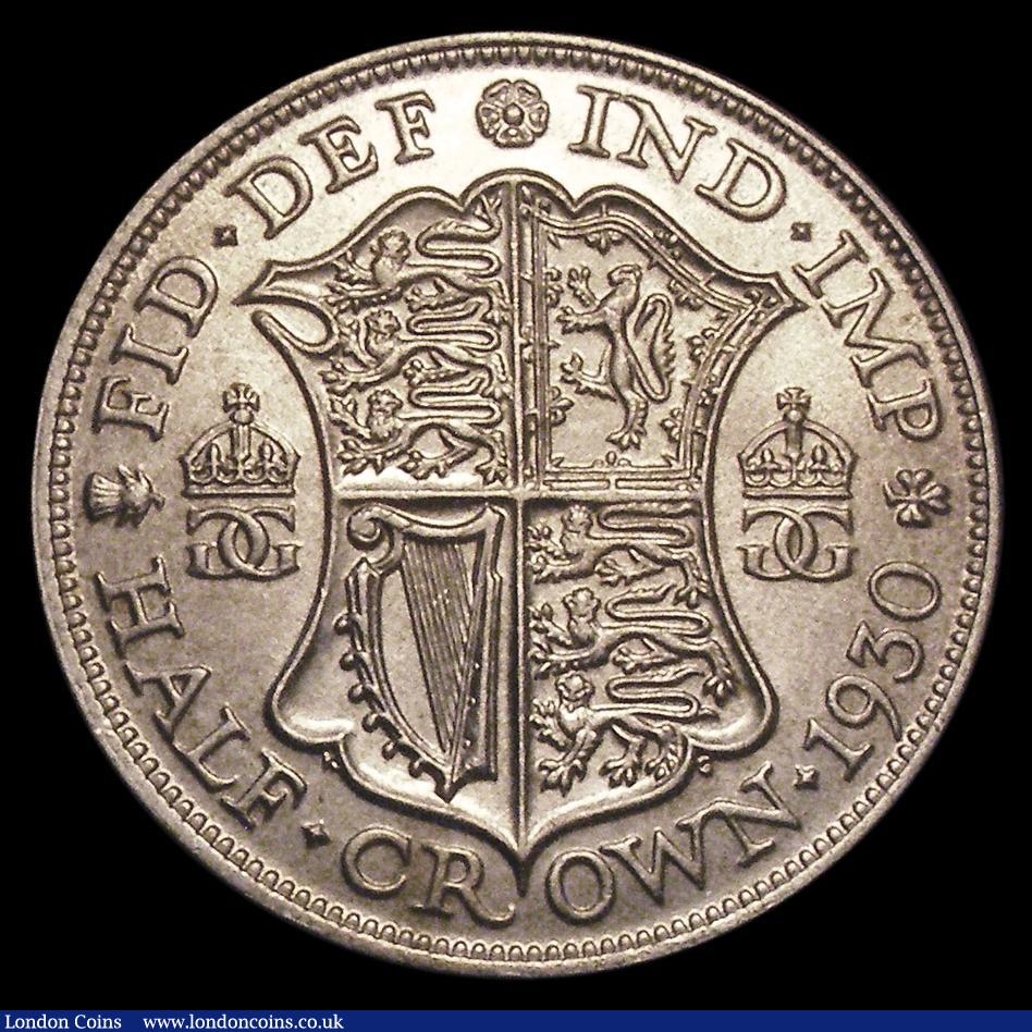 London Coins : A149 : Lot 2267 : Halfcrown 1930 ESC 779 UNC and lustrous the reverse with very minor cabinet friction, Rare in this h...