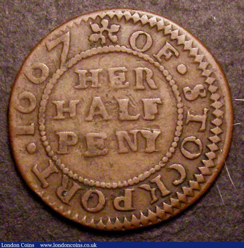 London Coins : A149 : Lot 2295 : Halfpenny 17th Century Cheshire, Stockport 1667, Margaret Nicholson Williamson 77 Bold Fine