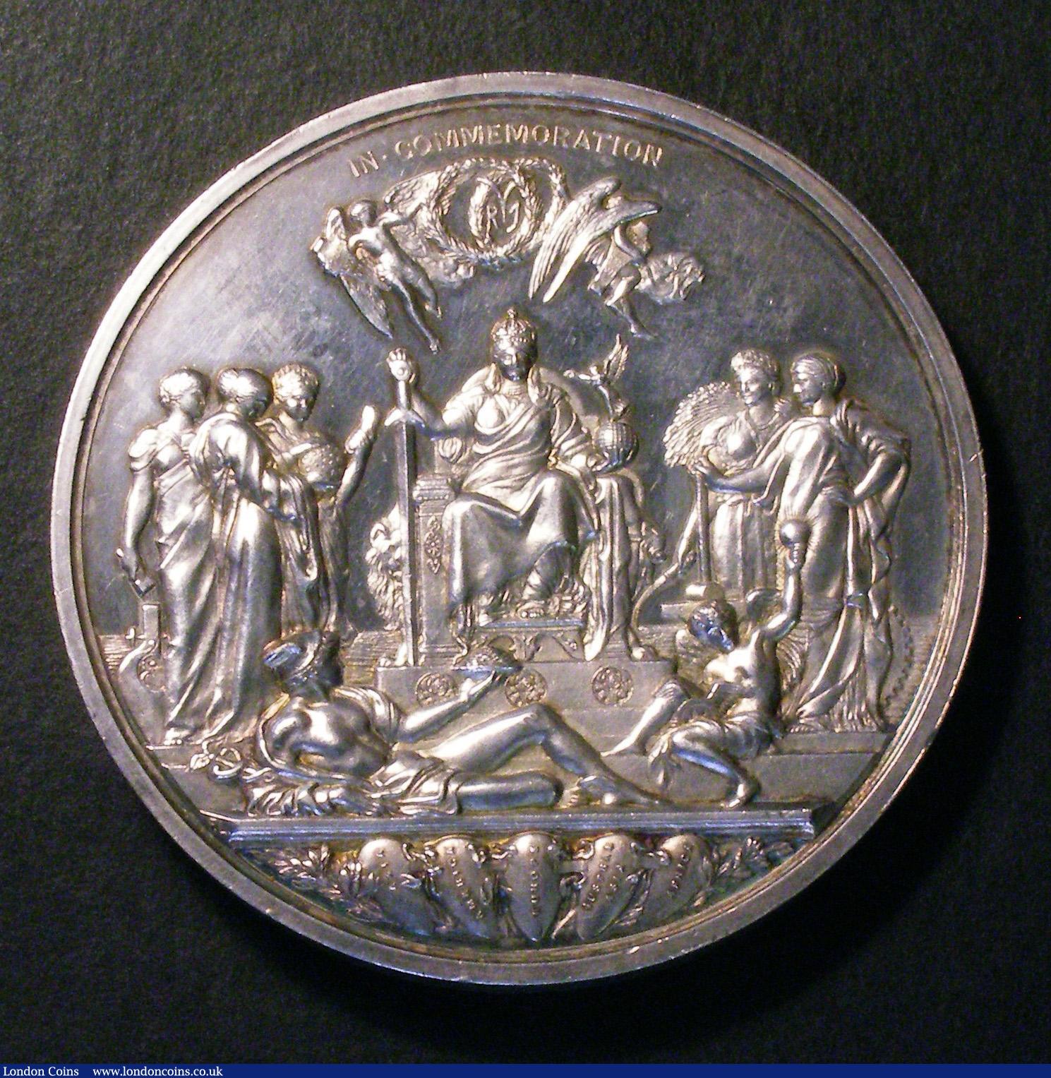 London Coins : A149 : Lot 982 : Victoria Golden Jubilee 1887 Medal, official Royal Mint issue, silver, 77mm. (Eimer 1733). Edge knoc...