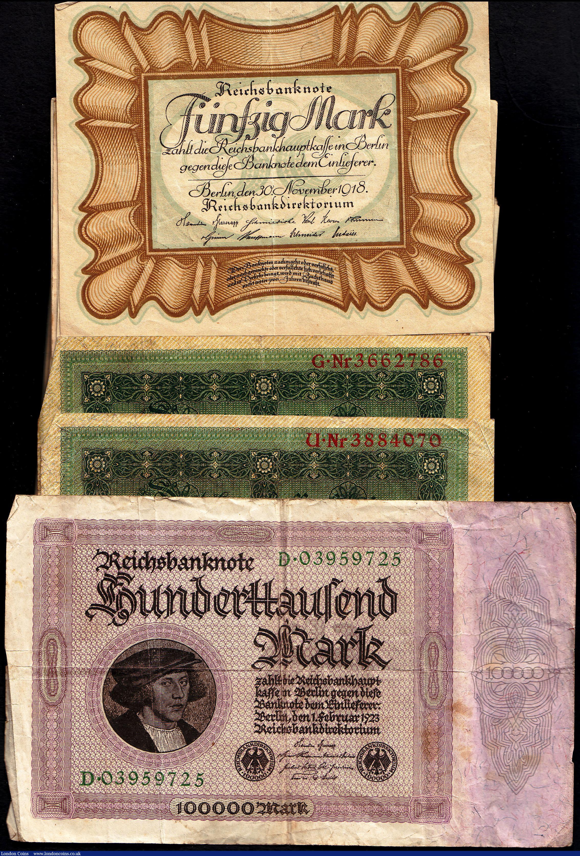 London Coins : A150 : Lot 223 : Germany 50 Mark Berlin Nov 1918 (25) including some high grade consecutive runs along with a few oth...