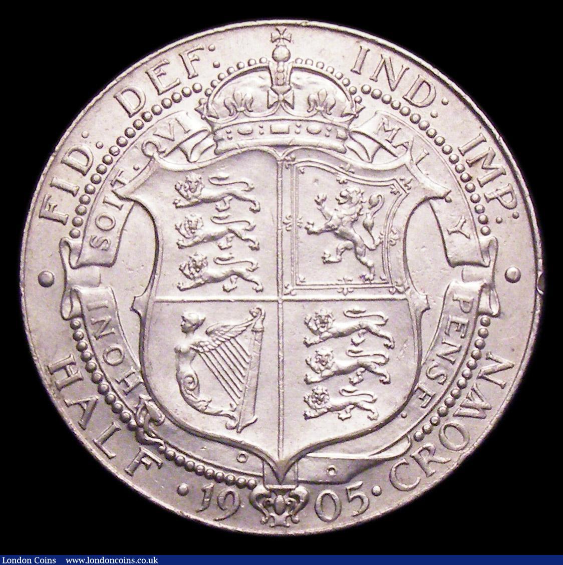 London Coins : A150 : Lot 2413 : Halfcrown 1905 ESC 750 NEF/EF and pleasing with only a few contact marks, a desirable piece and seld...