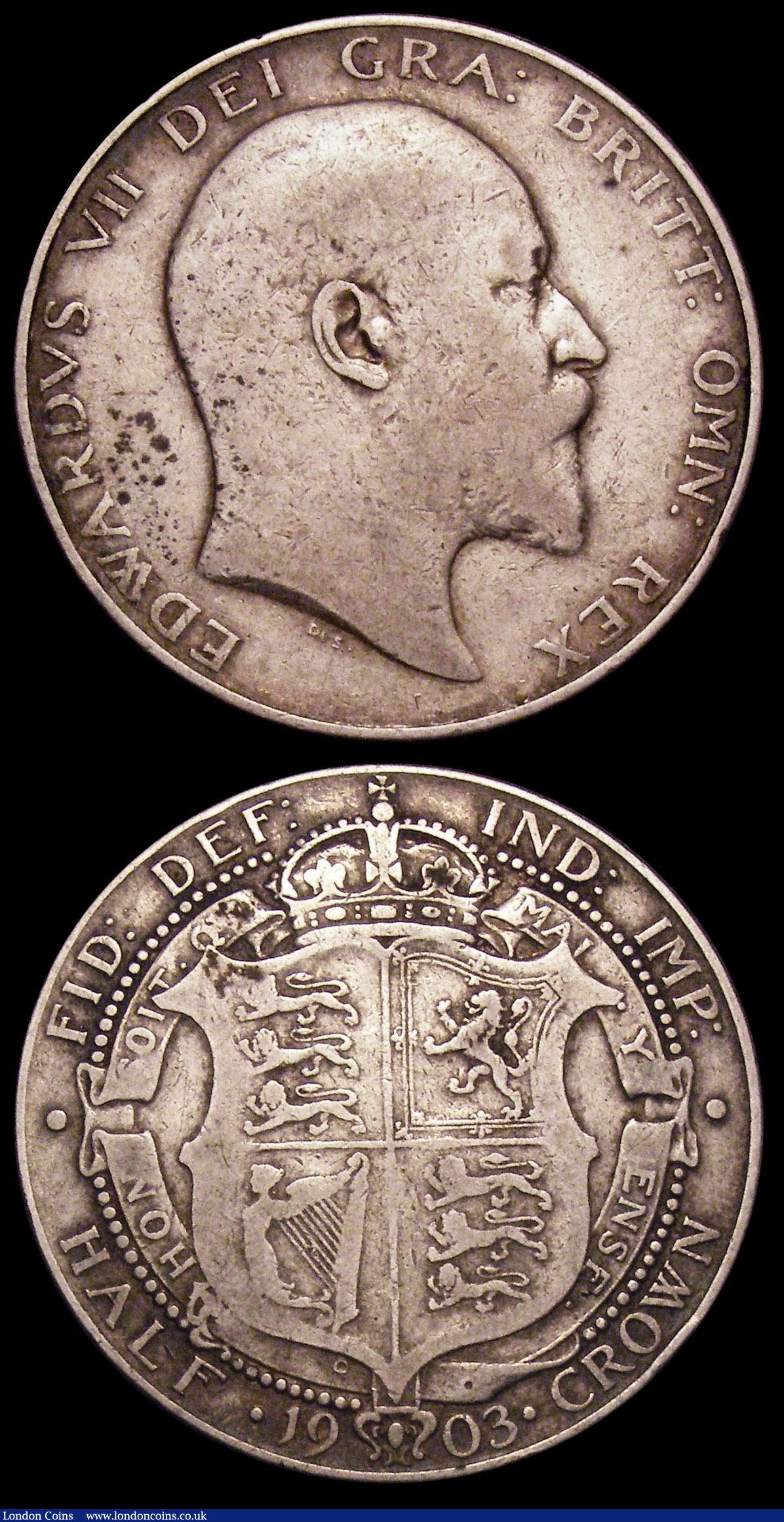 London Coins : A150 : Lot 2450 : Halfcrowns (2) 1903 ESC 748 VG, 1905 ESC 750 Fair the two key dates in the series