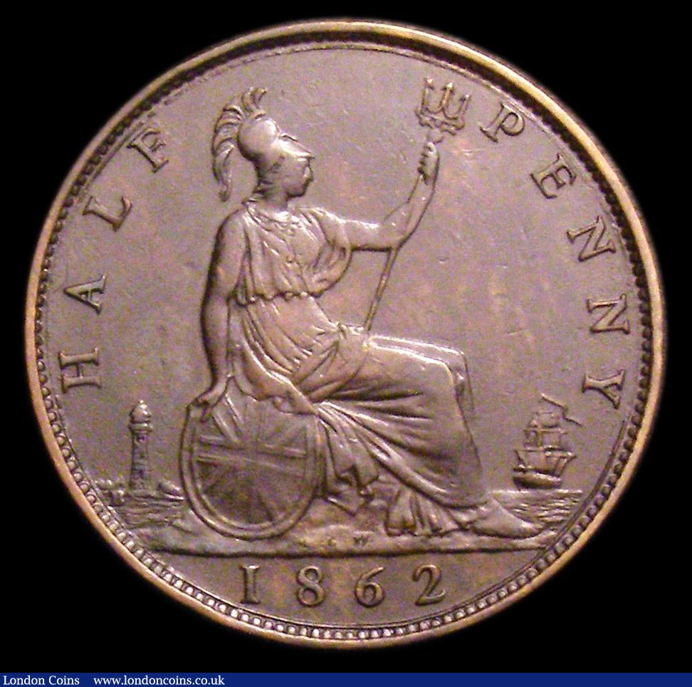 London Coins : A150 : Lot 2483 : Halfpenny 1862 Die Letter B Freeman 288 dies 7+E Good Fine, examples of this rare type usually show ...