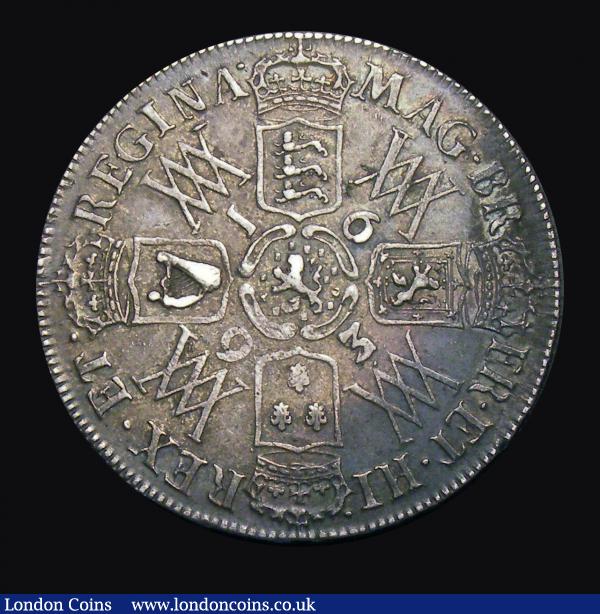 Halfcrown 1693 3 over inverted 3 ESC 521 VF nicely toned : English Coins : Auction 150 : Lot 2299