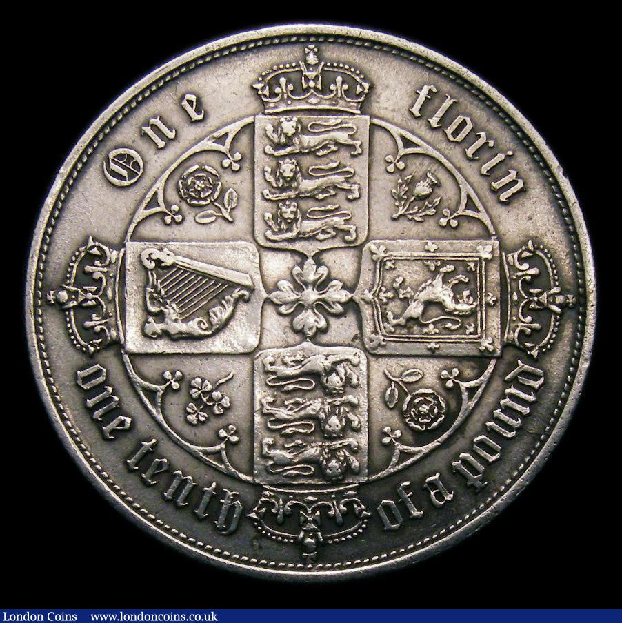 London Coins : A151 : Lot 1494 : Florin 1853 Last i over i, Davies 725, CGS type FL.V1.1853.04, VF, slabbed and graded CGS 45