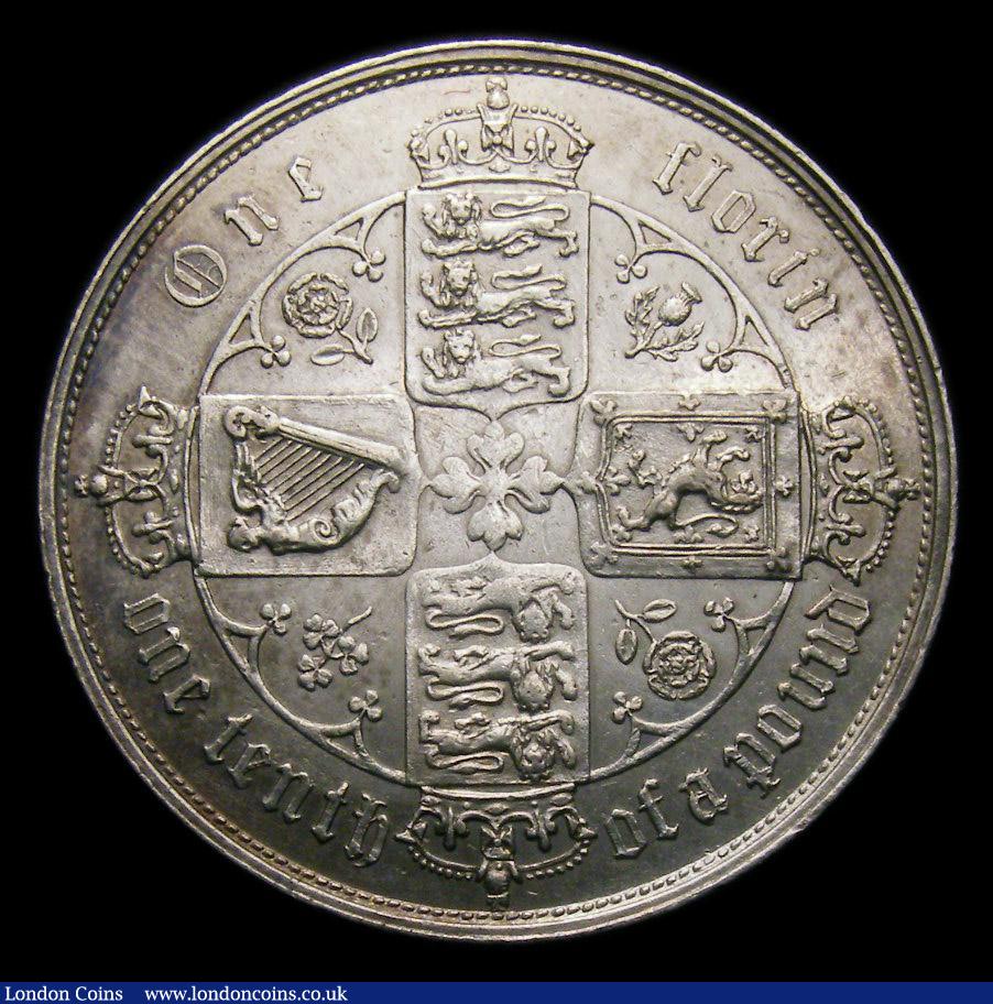 London Coins : A151 : Lot 1496 : Florin 1855 ESC 812, CGS type FL.V1.1855.01, VF, slabbed and graded CGS 50
