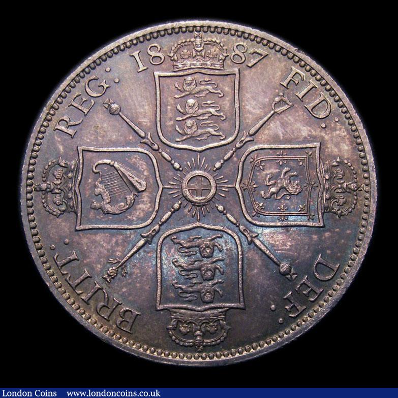 London Coins : A151 : Lot 1529 : Florin 1887 Jubilee Head , Davies 811, Small J in J.E.B, CGS type FL.V1.1887.06, UNC and deeply tone...