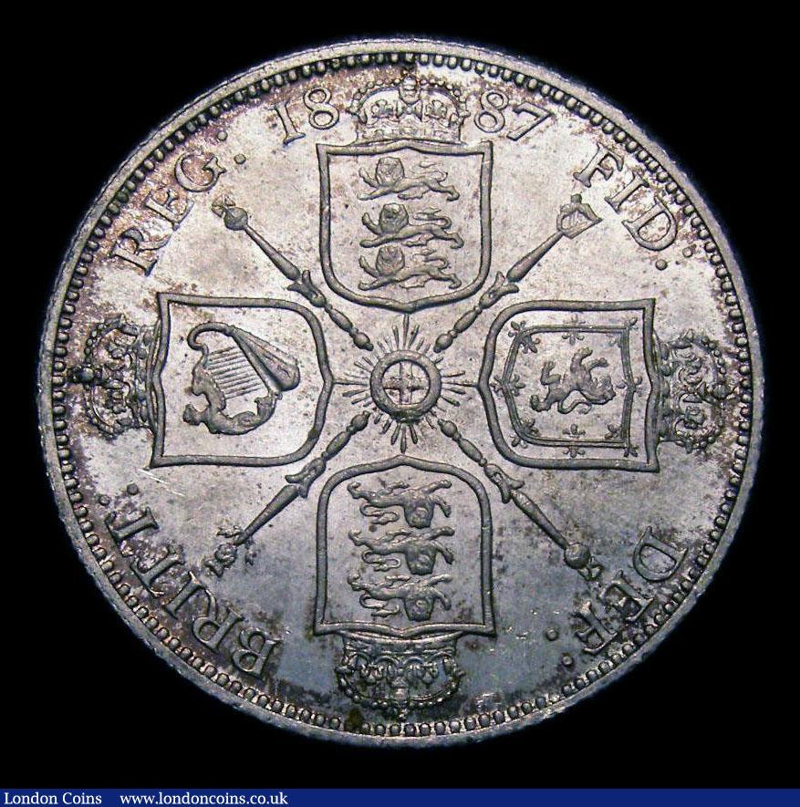 London Coins : A151 : Lot 1530 : Florin 1887 Jubilee Head Davies 810 dies 1A I of DEI points to space. Capital J in JEB, CGS type FL....