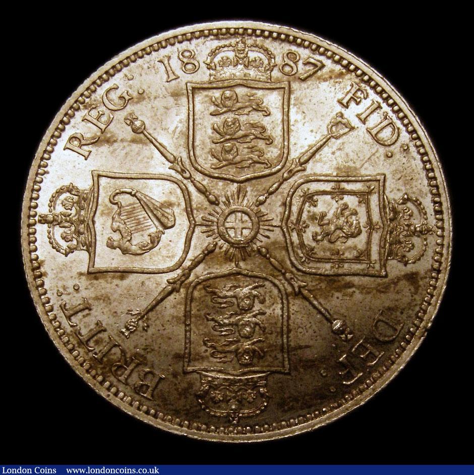 London Coins : A151 : Lot 1531 : Florin 1887 Jubilee head, Davies 810, Capital J in J.E.B, CGS type FL.V1.1887.03, UNC and lustrous, ...