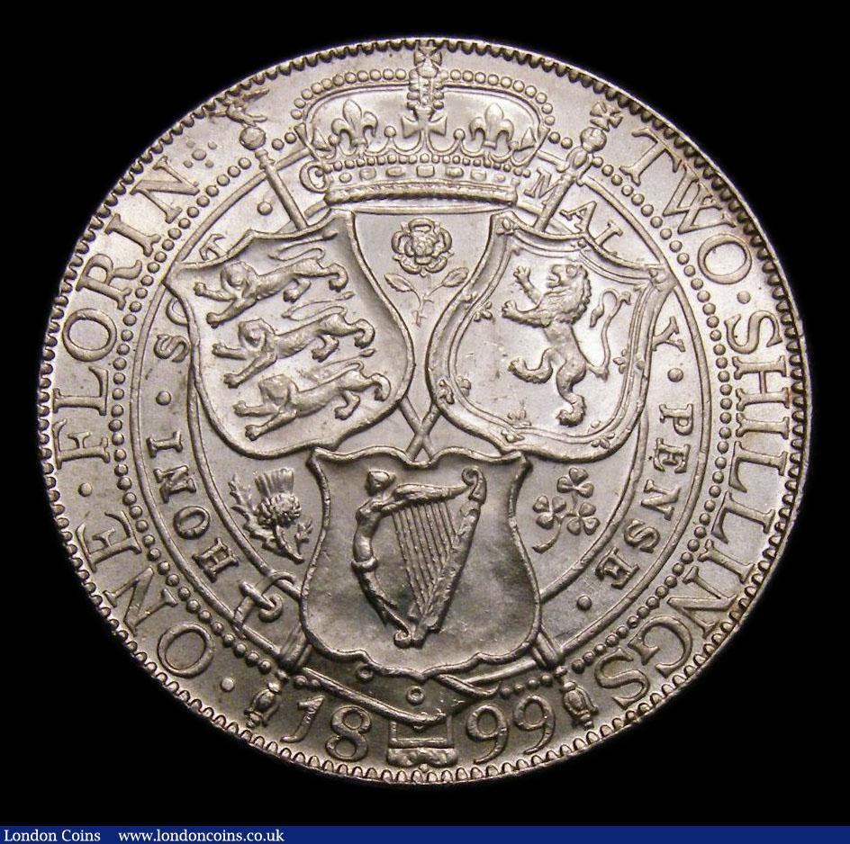 London Coins : A151 : Lot 1544 : Florin 1899 ESC 883, CGS type FL.V1.1899.01, UNC and lustrous the obverse with some contact marks, s...