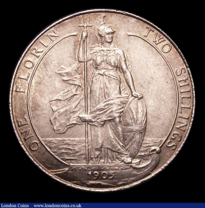 London Coins : A151 : Lot 1551 : Florin 1905 ESC 923, CGS type FL.E7.1905.01, AU/GEF and with much eye appeal, a few minor edge nicks...
