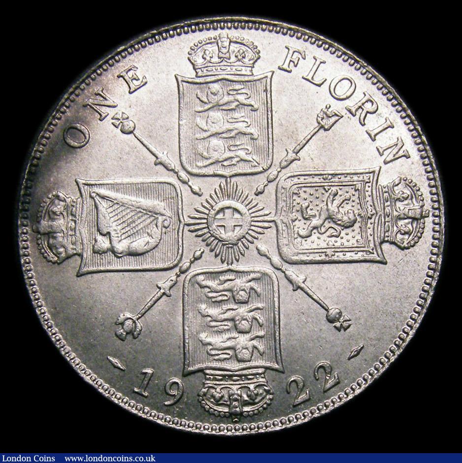 London Coins : A151 : Lot 1566 : Florin 1922 Dull Finish Davies 1748 dies 3E, CGS type FL.G5.1922.01, UNC toned, slabbed and graded C...