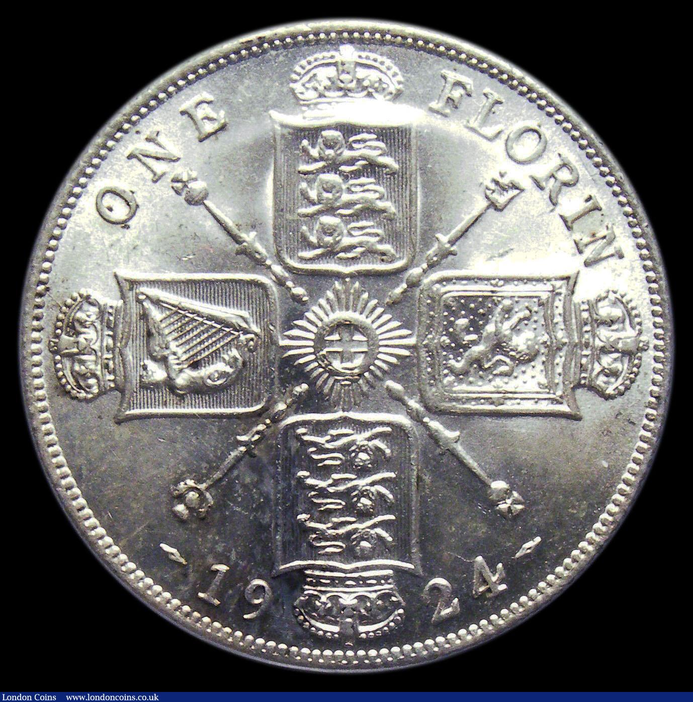 London Coins : A151 : Lot 1568 : Florin 1924 ESC 943, CGS type FL.G5.1924.01, UNC and lustrous with some contact marks, slabbed and g...