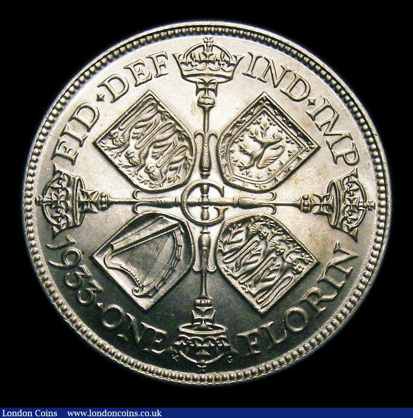 London Coins : A151 : Lot 1577 : Florin 1933 ESC 953, CGS type FL.G5.1933.01, UNC and lustrous with some contact marks, slabbed and g...