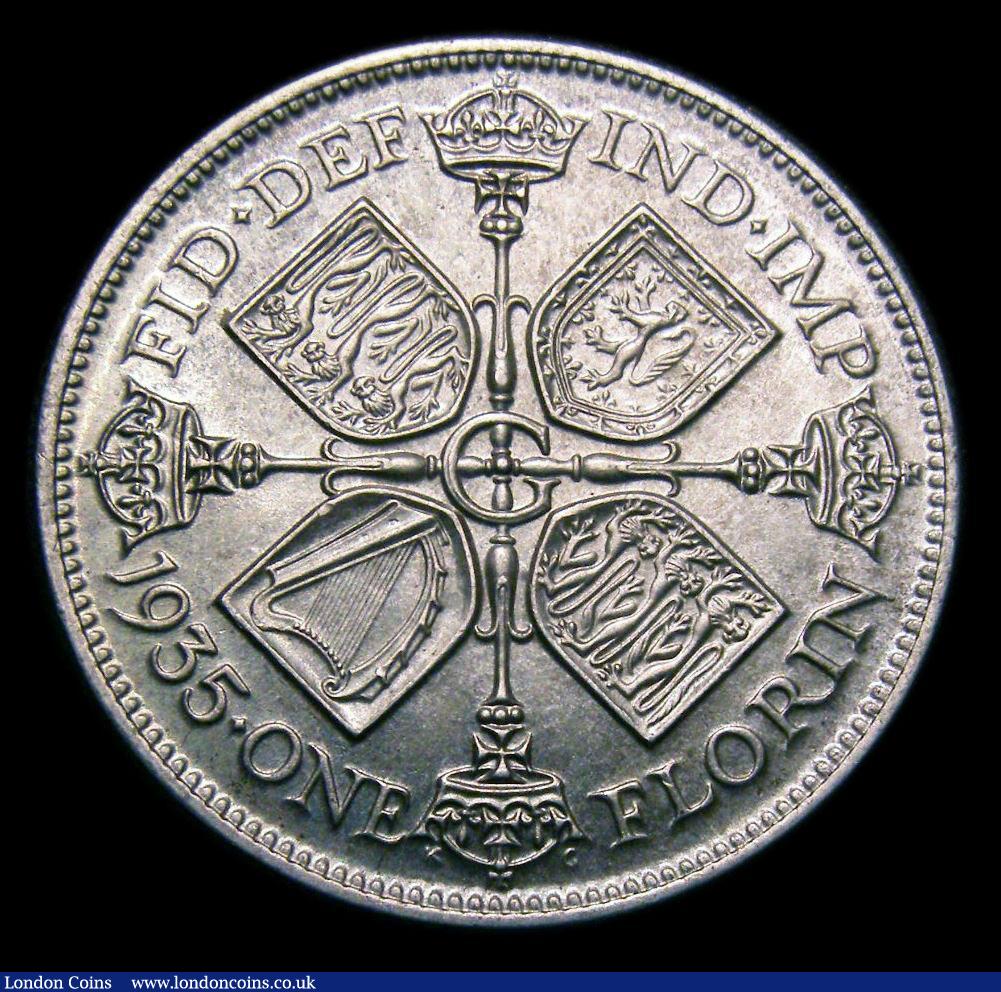 London Coins : A151 : Lot 1578 : Florin 1935 ESC 954, CGS type FL.G5.1935.01, UNC and attractively toned with a couple of tiny spots ...