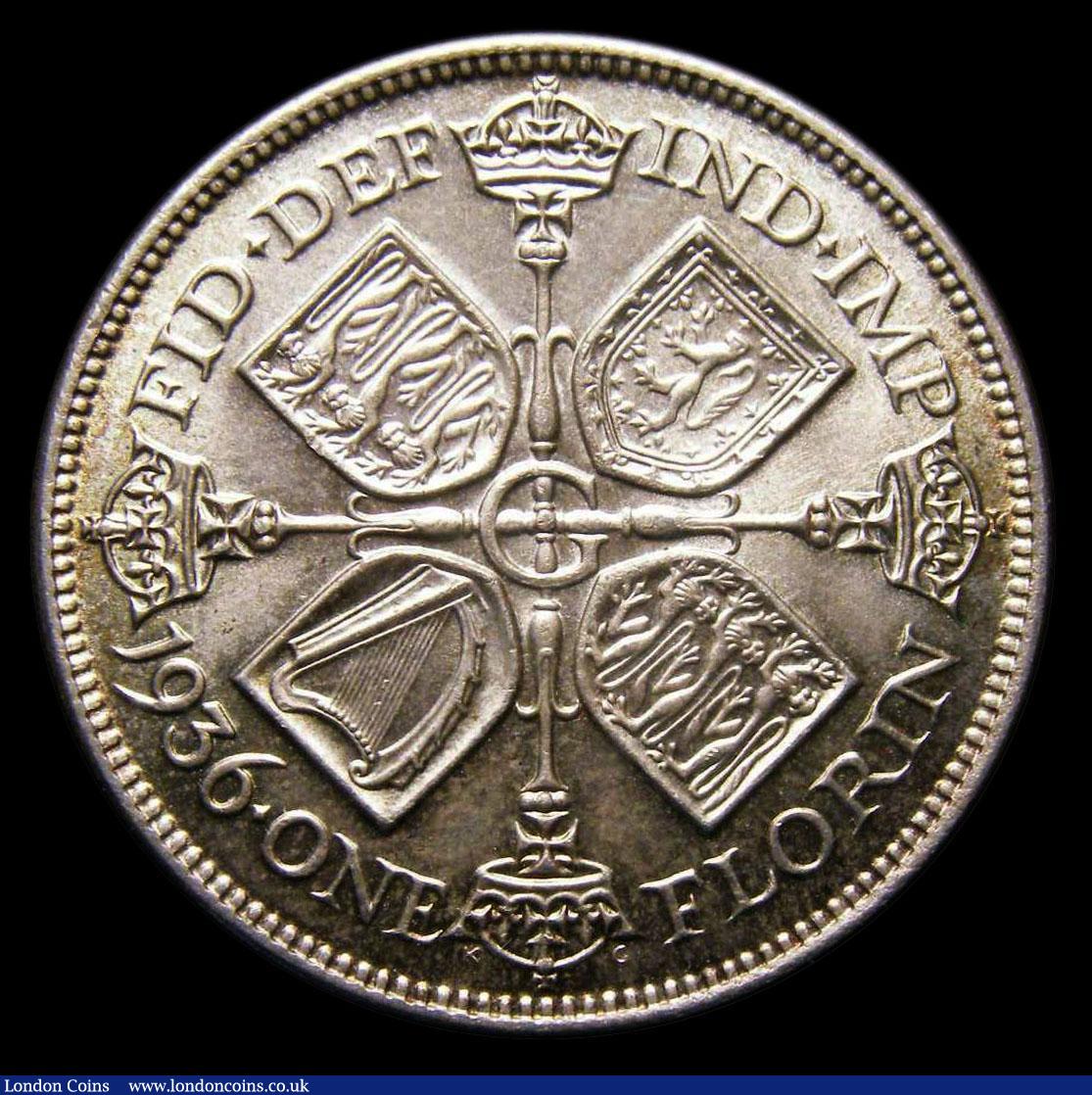 London Coins : A151 : Lot 1579 : Florin 1936 ESC 955, CGS type FL.G5.1936.01, Lustrous UNC with a choice golden tone, slabbed and gra...