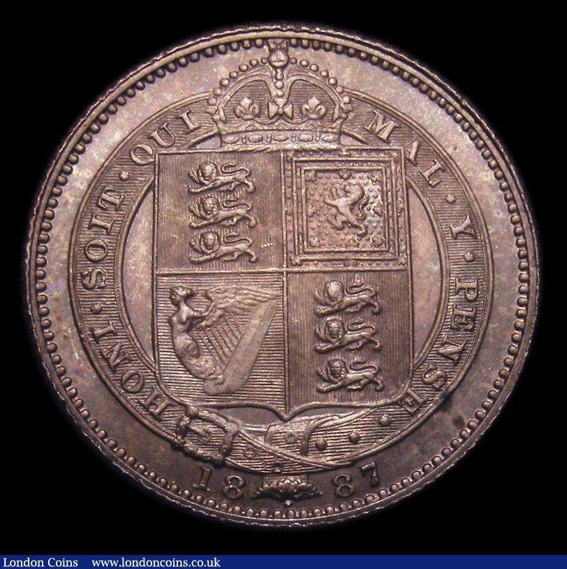 London Coins : A151 : Lot 1622 : Shilling 1887 Jubilee Head Davies 981, Dies 1B Q of QUI has almost no tail, CGS type SH.V1.1887.05, ...