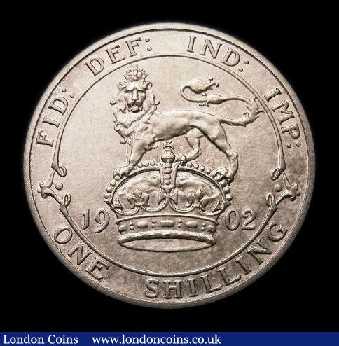 London Coins : A151 : Lot 1641 : Shilling 1902 Matt Proof ESC 1411, CGS type SH.E7.1902.02, Toned UNC with some hairlines, slabbed an...